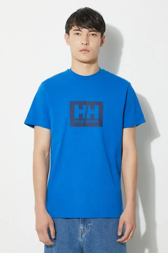 Helly Hansen cotton t-shirt TOKYO blue color with a print 53285