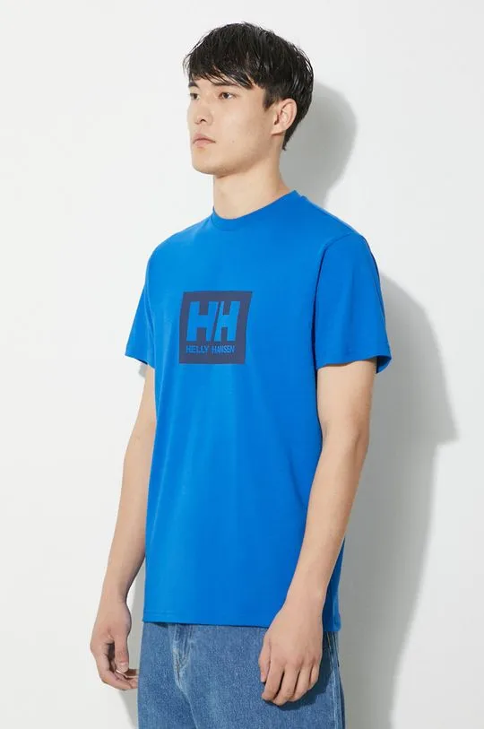 Helly Hansen cotton t-shirt TOKYO blue color with a print 53285