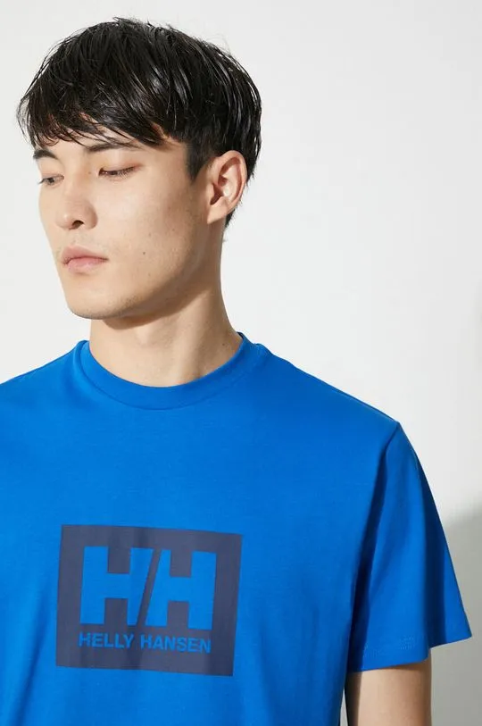 Helly Hansen cotton t-shirt TOKYO blue color with a print 53285