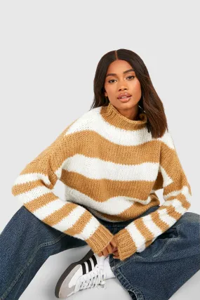 High Neck Stripe Sweater