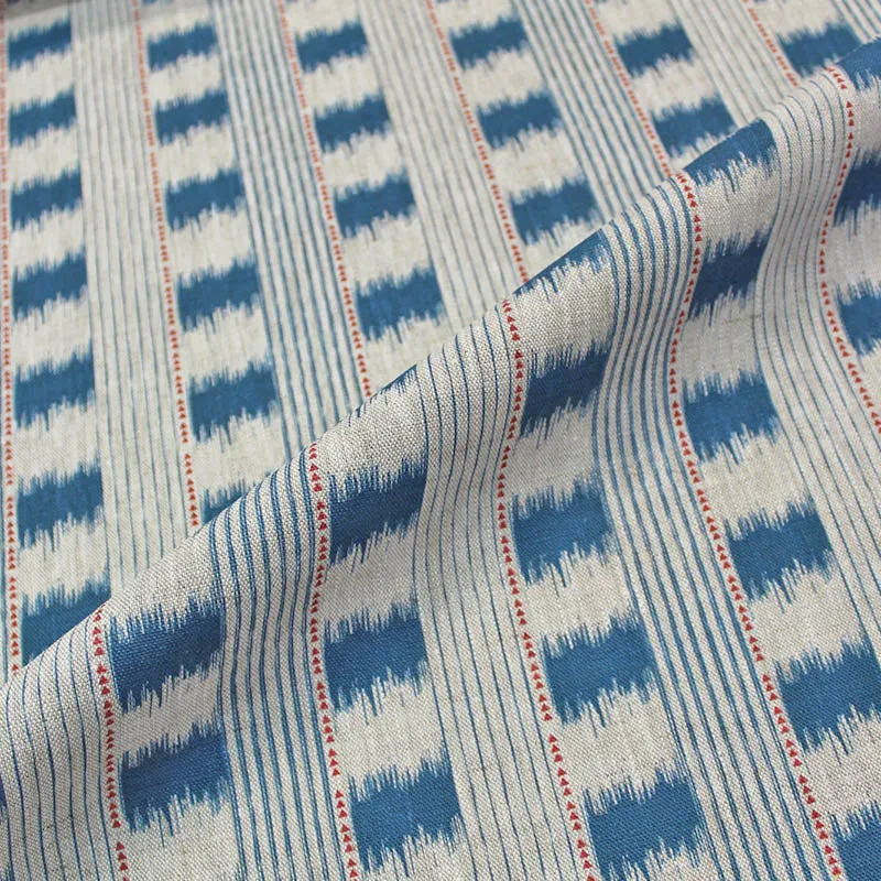 Home Furnishing Linen - Ikat Esque - Blue and Red