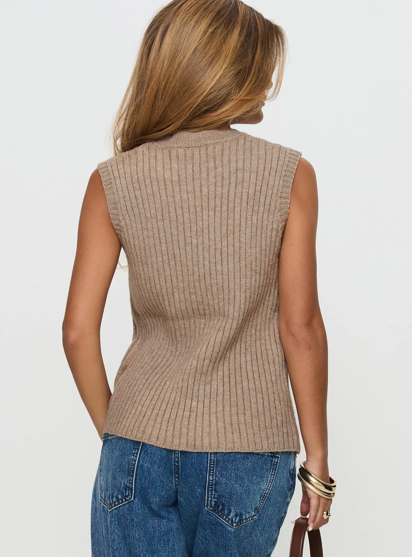 Jessabell Rib Sleeveless Top Mocha