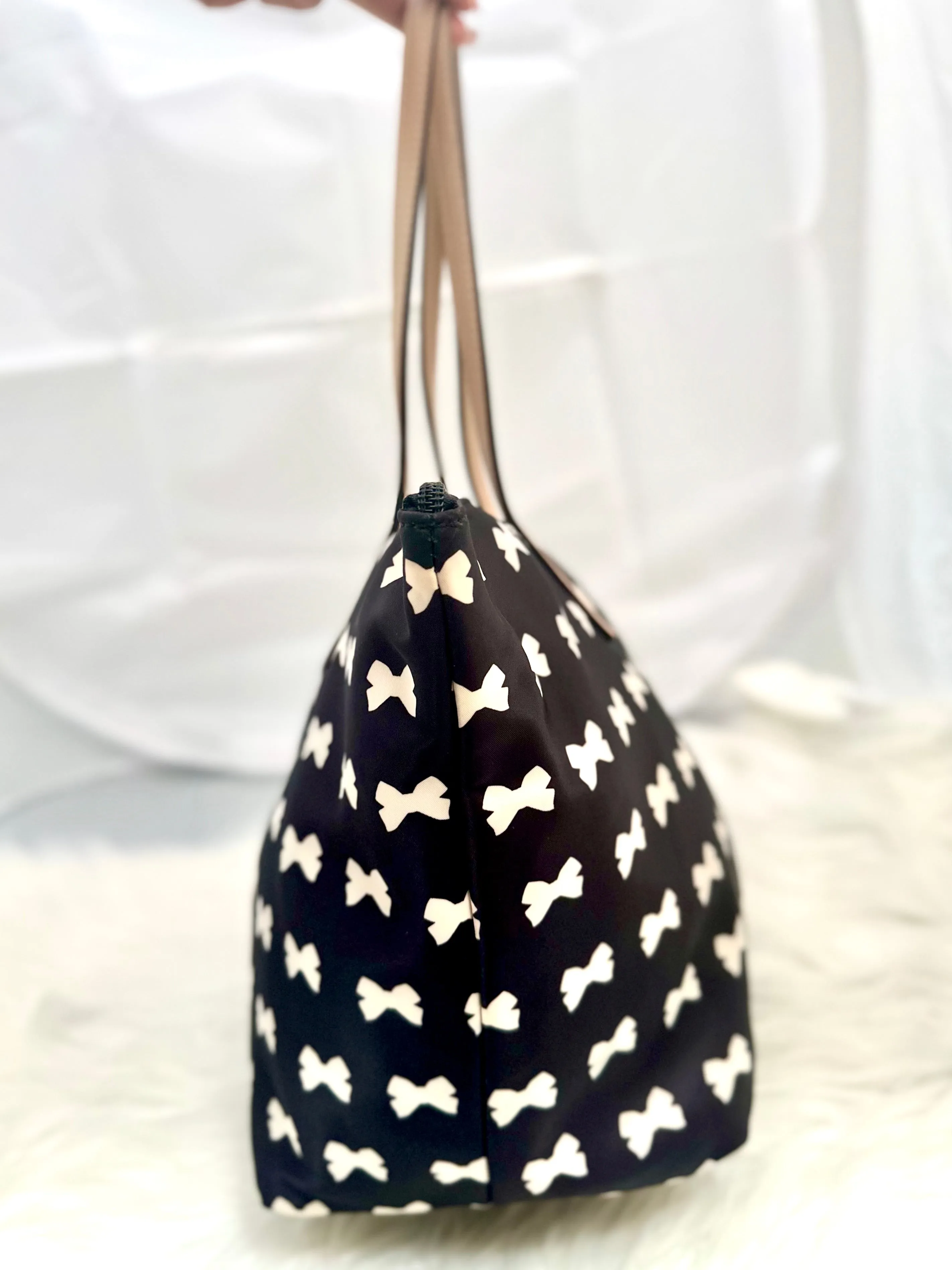 KATE SPADE Nylon Black and White Bow Tote Bag (preowned)