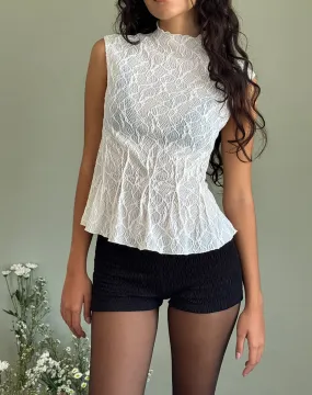 Kimbra Sleeveless Top in Crinkle Ivory