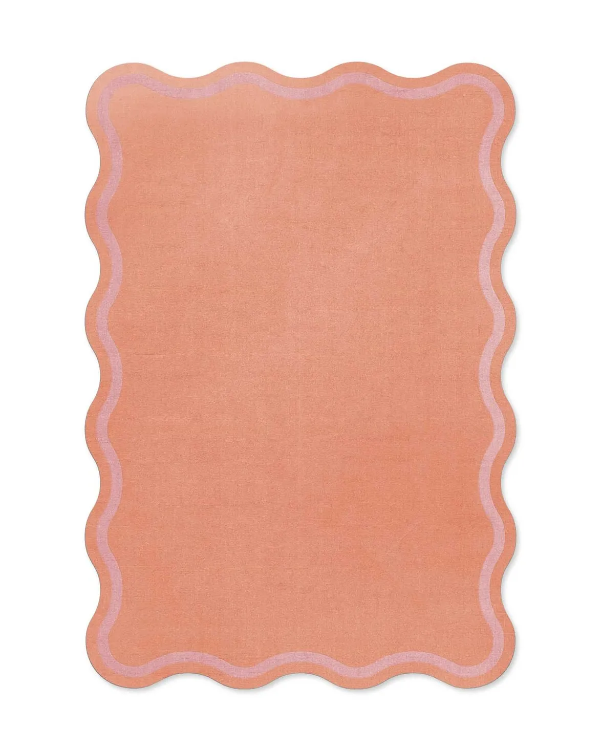 Layered Gunnebo Castle Organic Scallop Rug Watermelon Pink