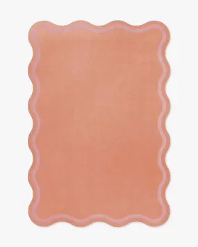 Layered Gunnebo Castle Organic Scallop Rug Watermelon Pink