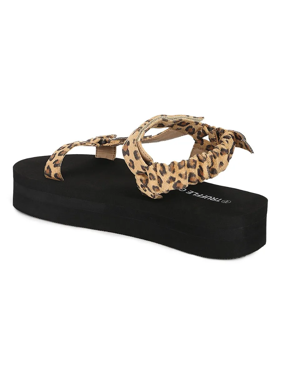 Leopard PU Printed Platform Sandals