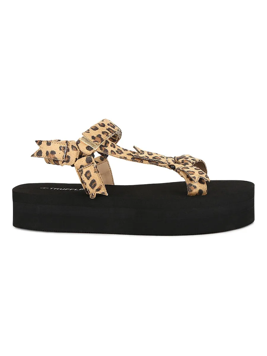 Leopard PU Printed Platform Sandals