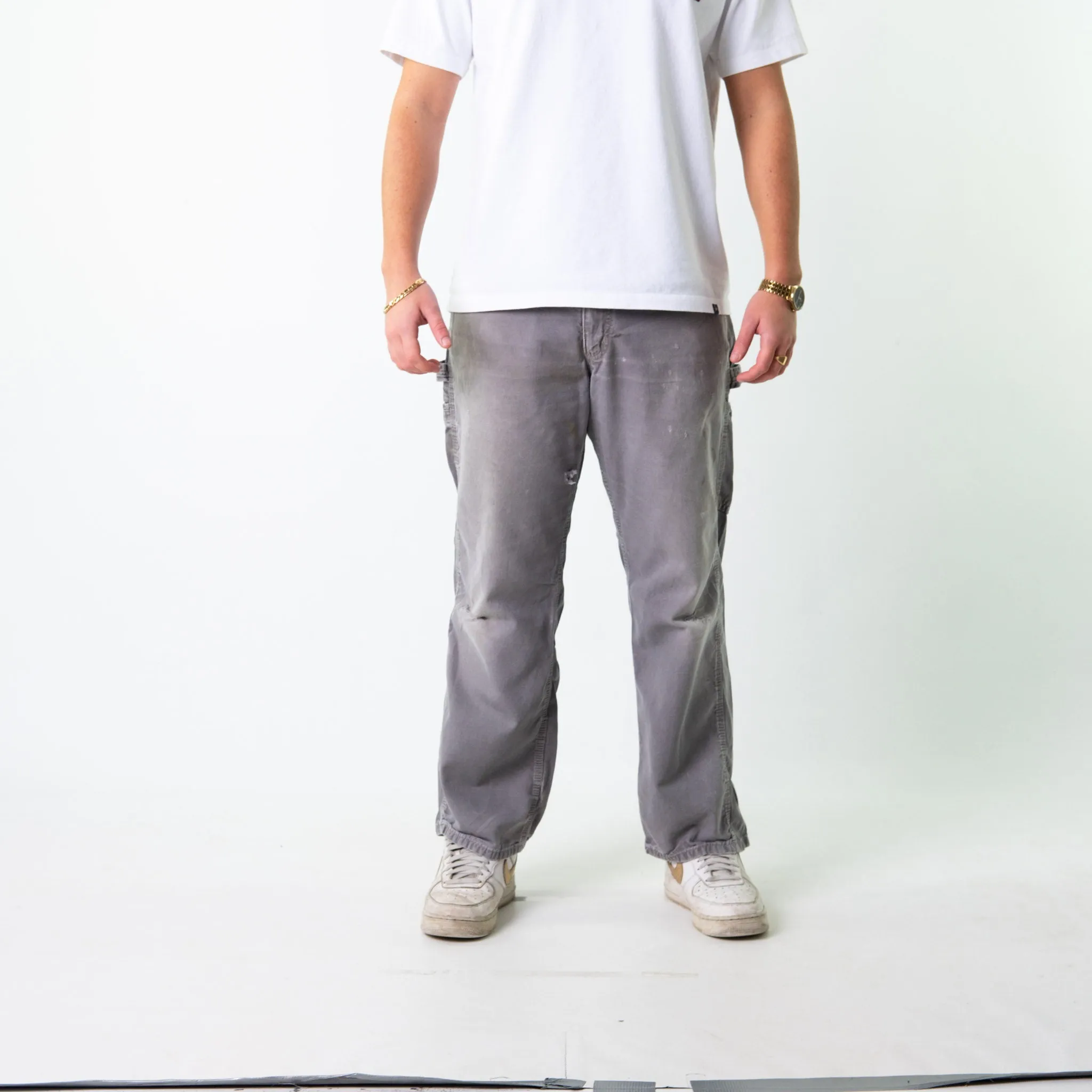 Light Grey 90s Carhartt  Cargo Skater Trousers Pants Jeans (34x30)