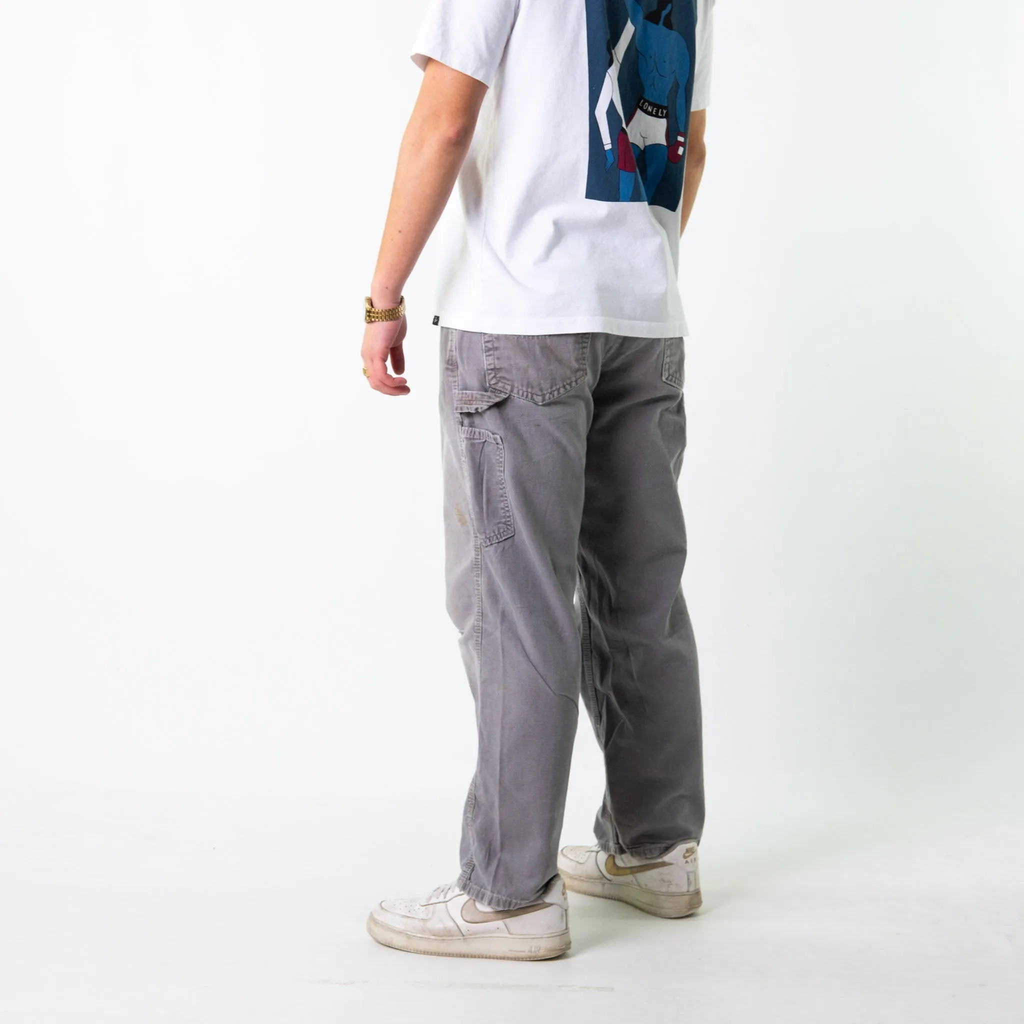 Light Grey 90s Carhartt  Cargo Skater Trousers Pants Jeans (34x30)