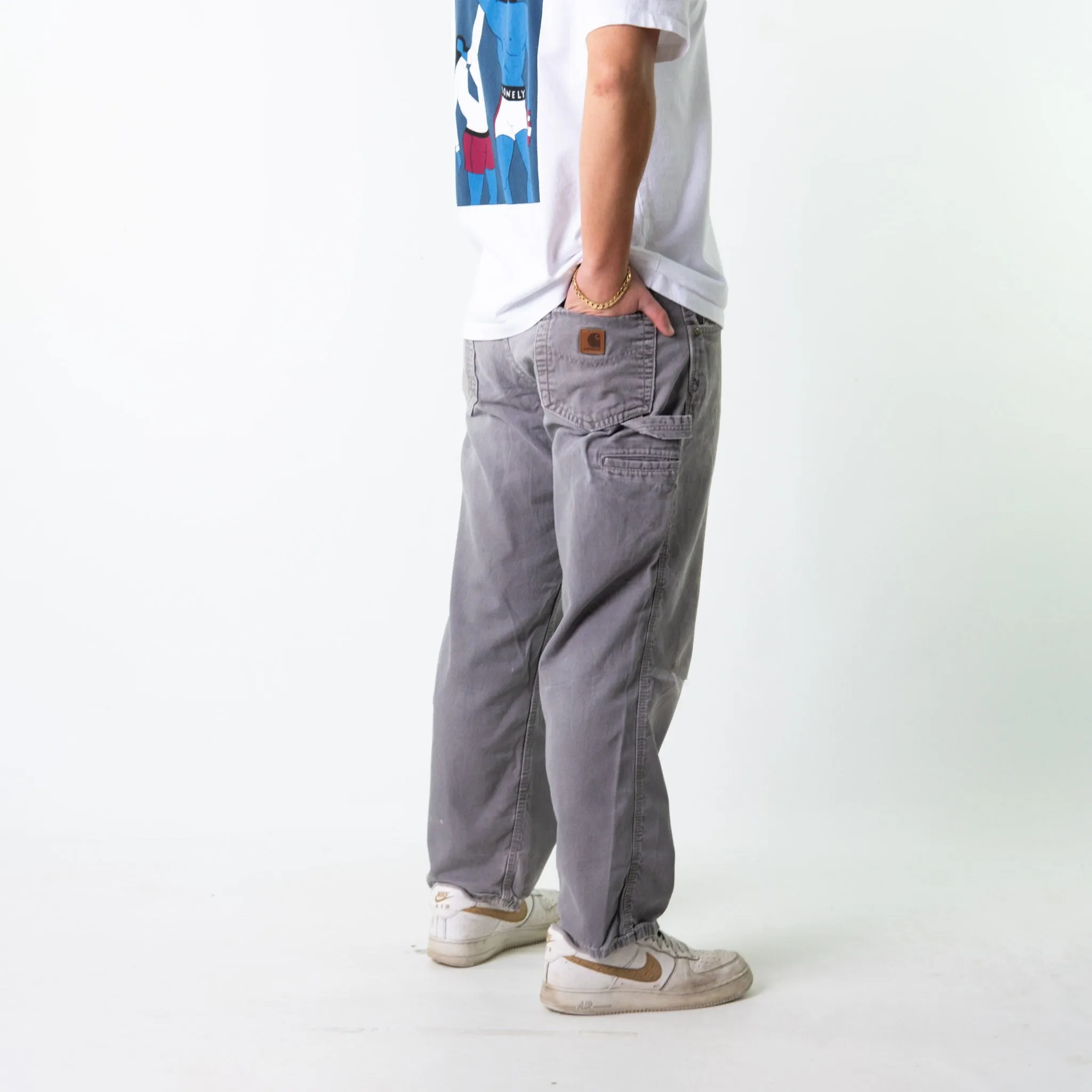 Light Grey 90s Carhartt  Cargo Skater Trousers Pants Jeans (34x30)