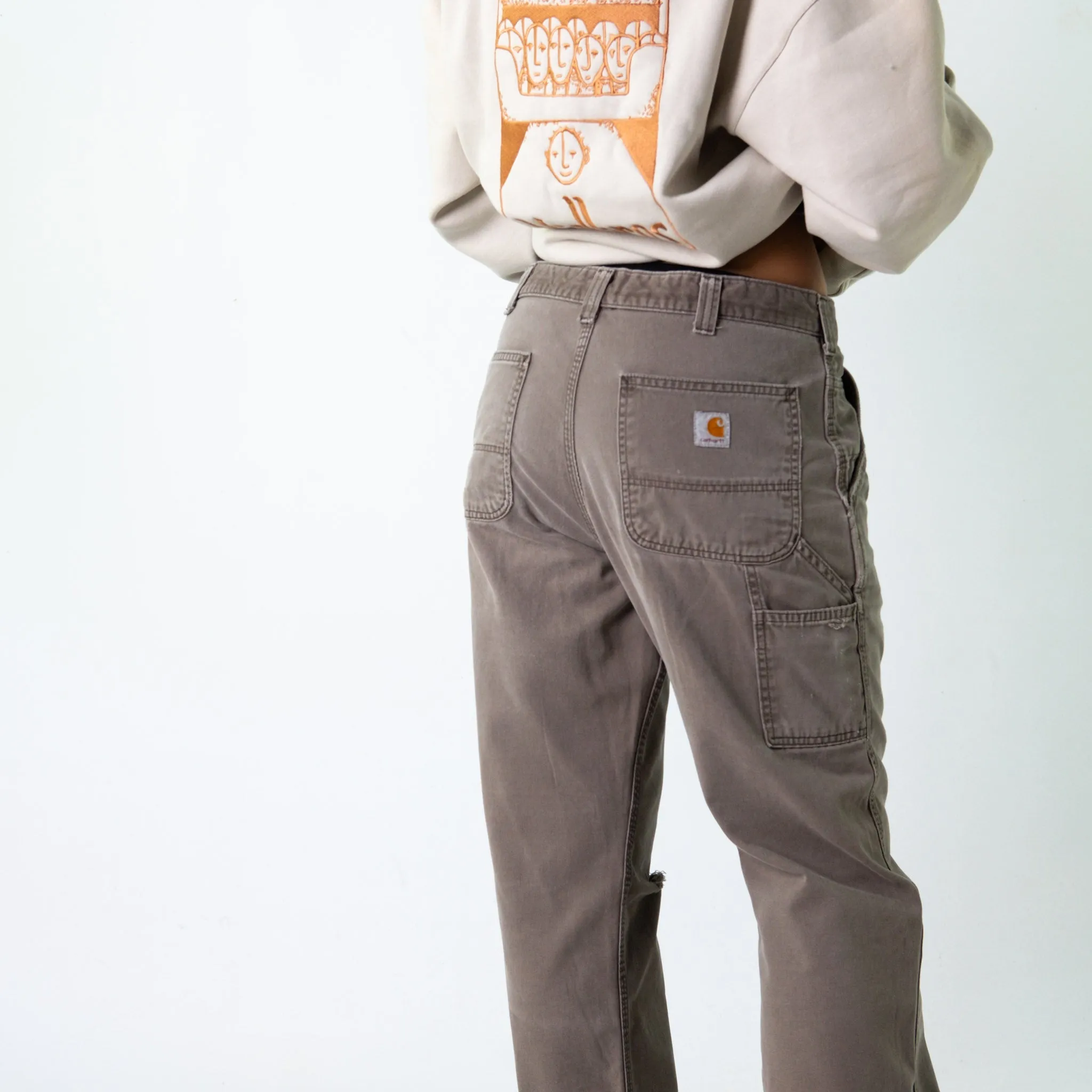 Light Grey 90s Carhartt  Cargo Skater Trousers Pants Jeans (34x31)