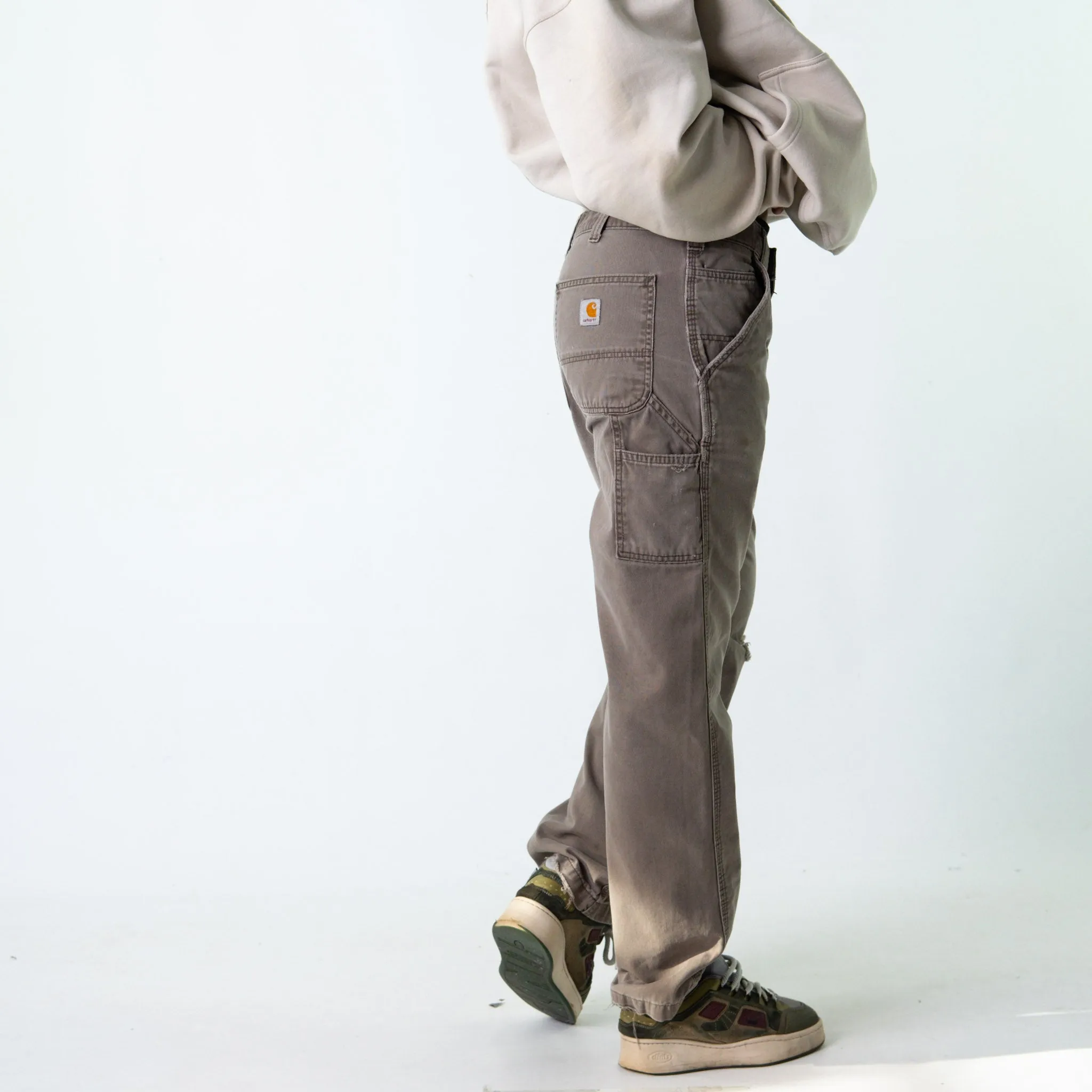 Light Grey 90s Carhartt  Cargo Skater Trousers Pants Jeans (34x31)