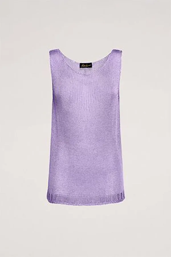 Luisa Spagnoli CARETTA PURPLE SLEEVELESS KNIT TOP