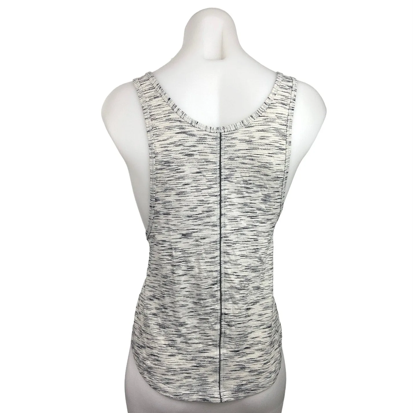 Lululemon White Black Heathered Scoop Neck Sleeveless Workout Tank Top Size M