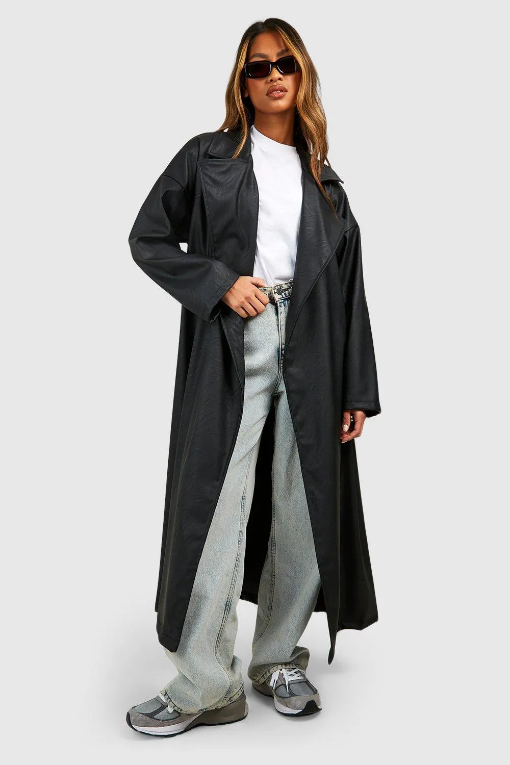 Maxi Faux Leather Trench Coat