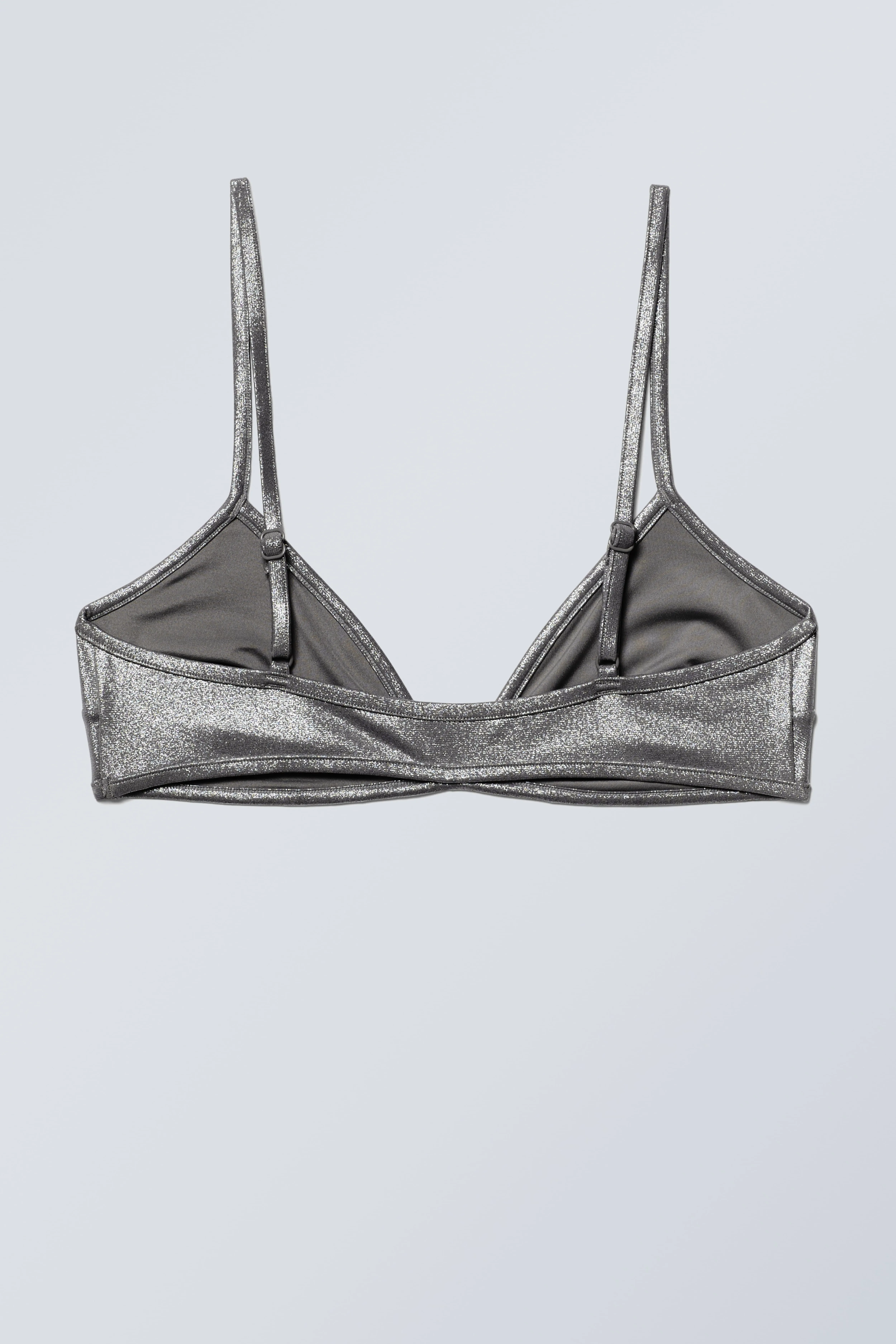 Minimal Glitter Bikini Top - Sleeveless - Regular length - Grey Glitter - Ladies | H&M GB