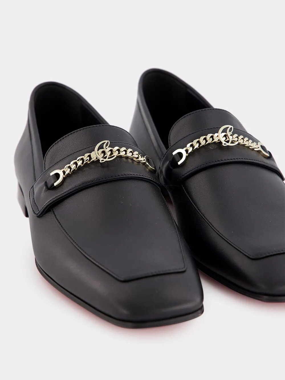 MJ Moc Chain-Detail Leather Loafers