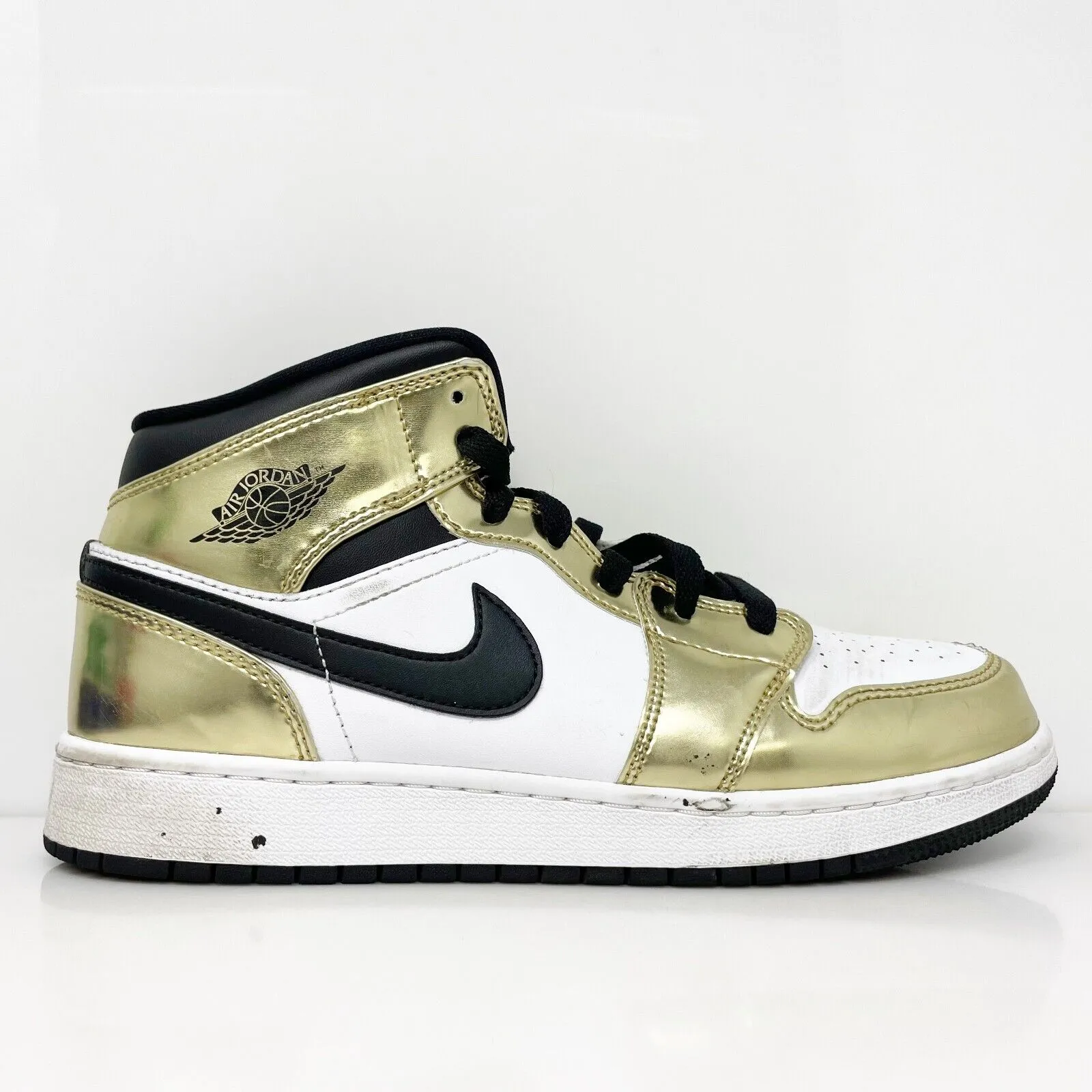 Nike Boys Air Jordan 1 Mid DC1420-700 White Basketball Shoes Sneakers Size 7Y