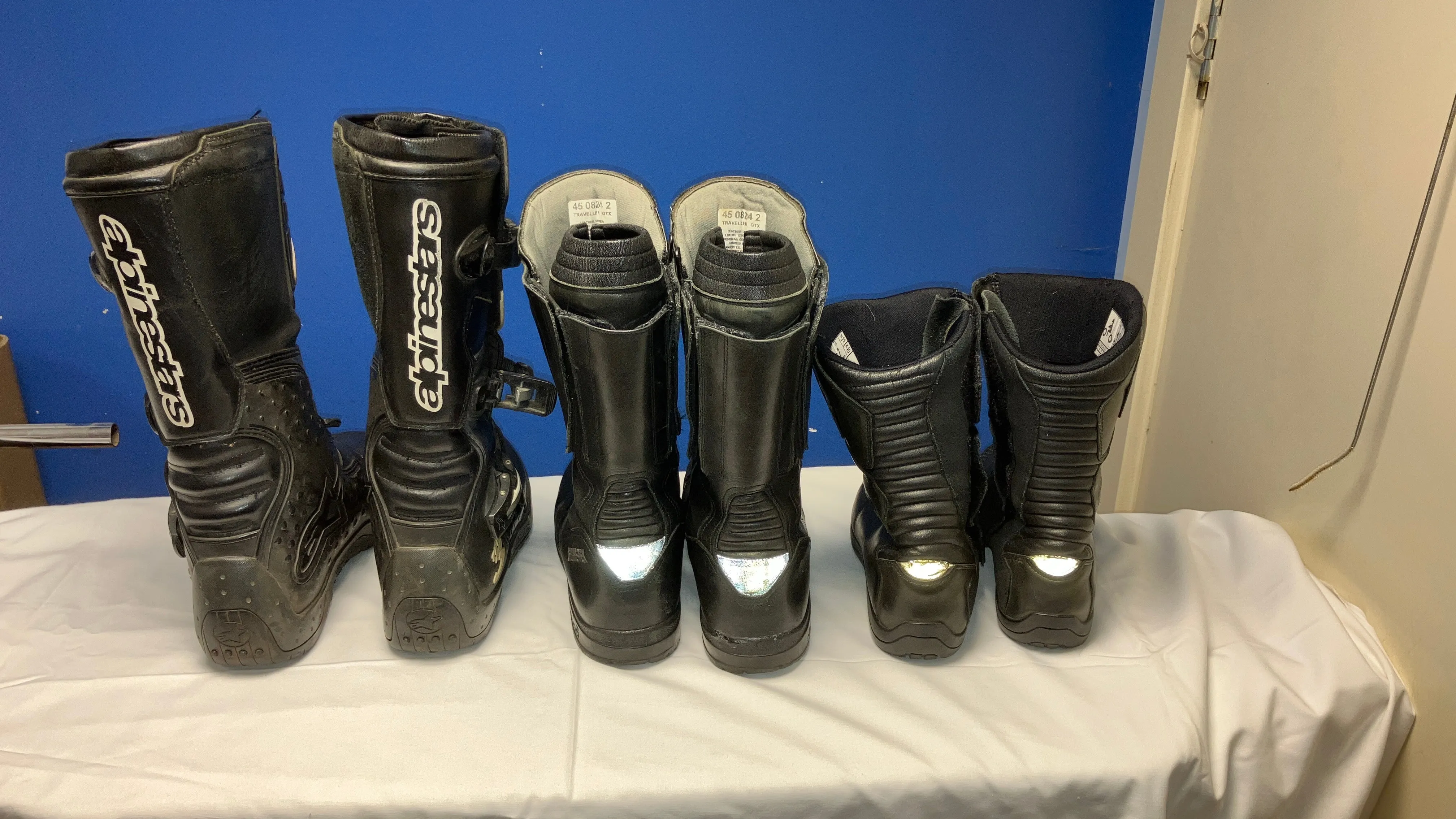 Odd pairs of Motorcycle Boots - well used - DISTRESSED