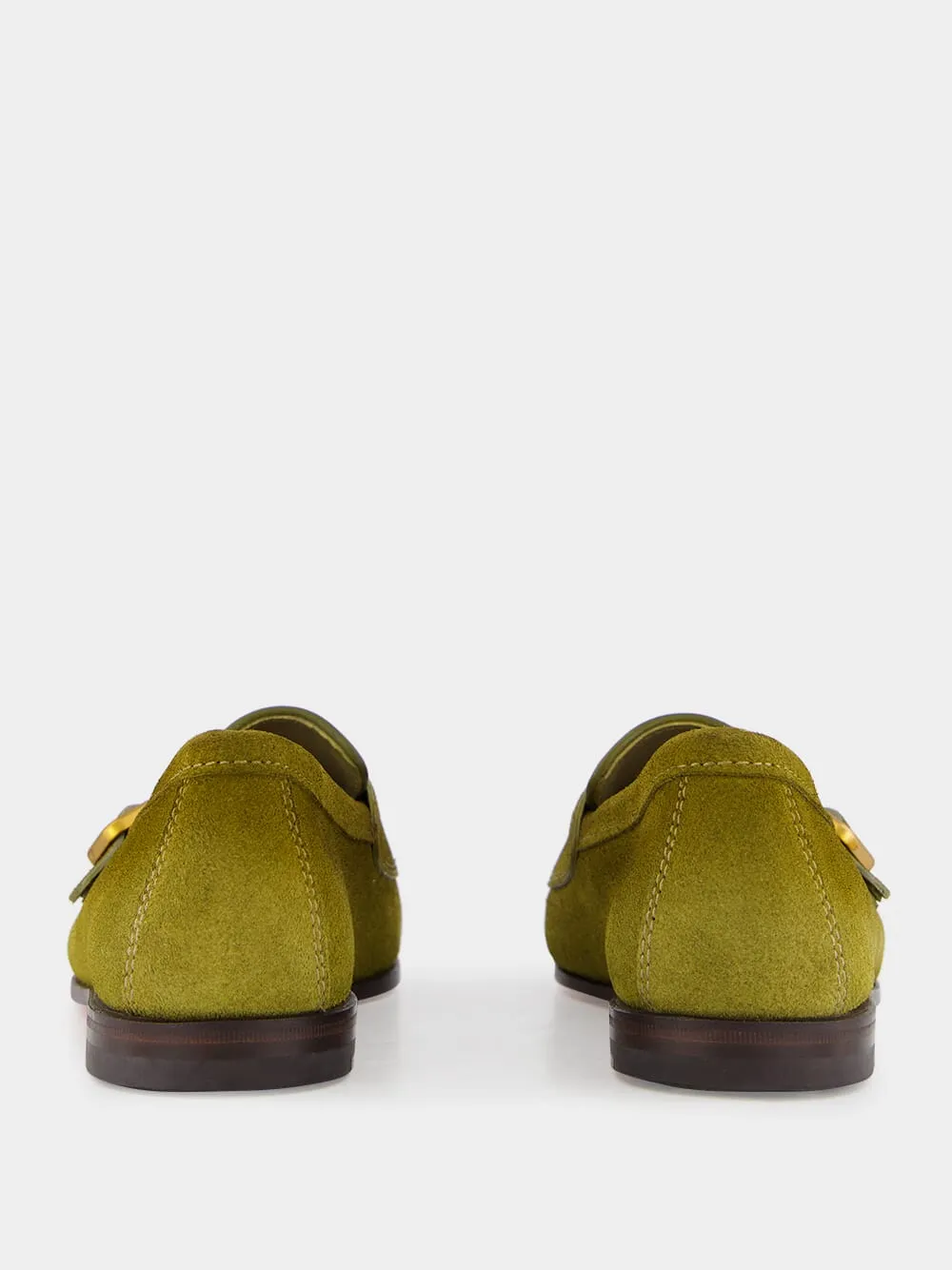 Olive Suede Monk Strap Loafers