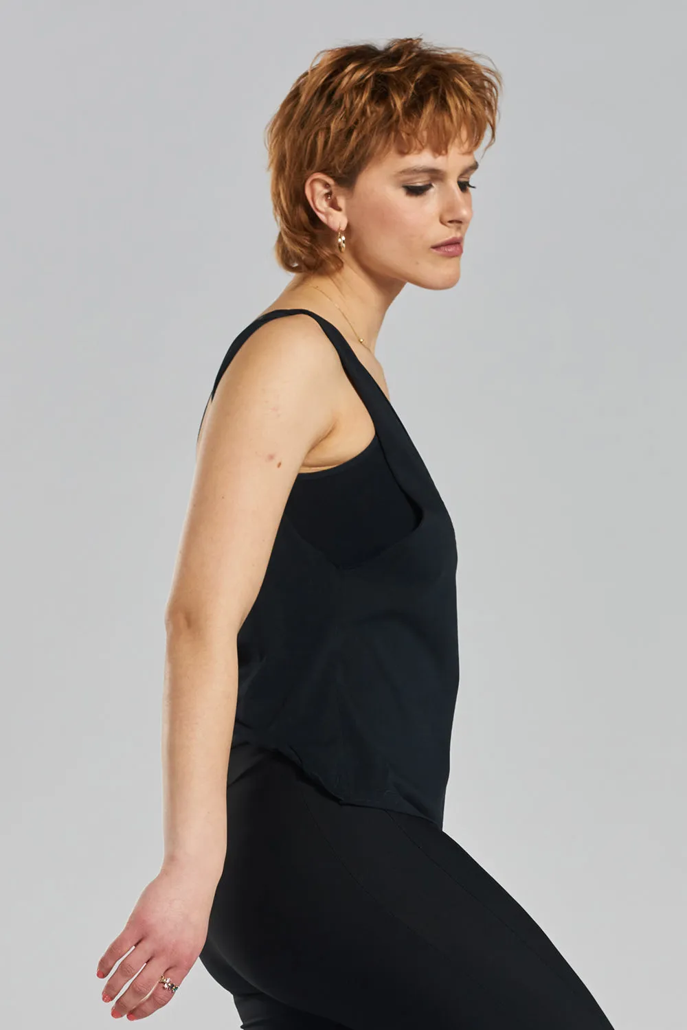 Pandorea stretch-cotton twist-back vest - Volcanic Black