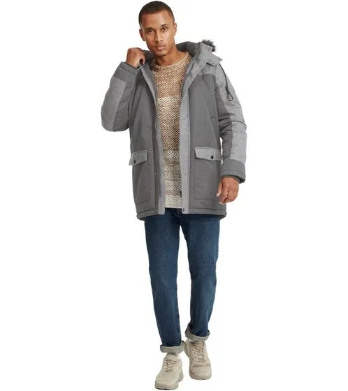 Parka de invierno de hombre BLEND Mikael con pelo sintético desmontable gris