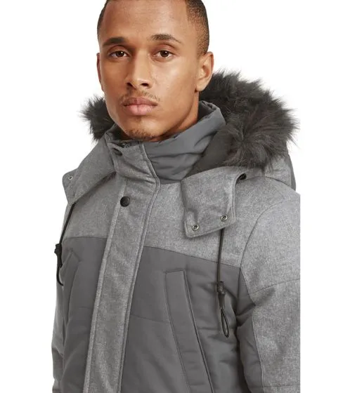 Parka de invierno de hombre BLEND Mikael con pelo sintético desmontable gris