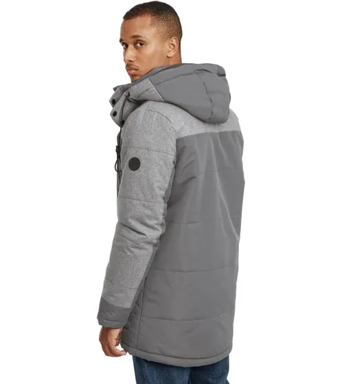 Parka de invierno de hombre BLEND Mikael con pelo sintético desmontable gris