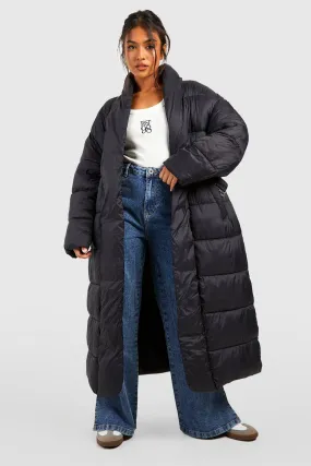 Petite Belted Duvet Puffer Jacket