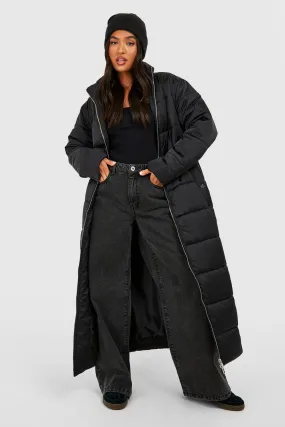 Petite Funnel Neck Maxi Puffer Coat