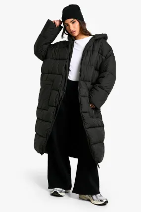 Petite Oversized Hooded Longline Puffer Coat