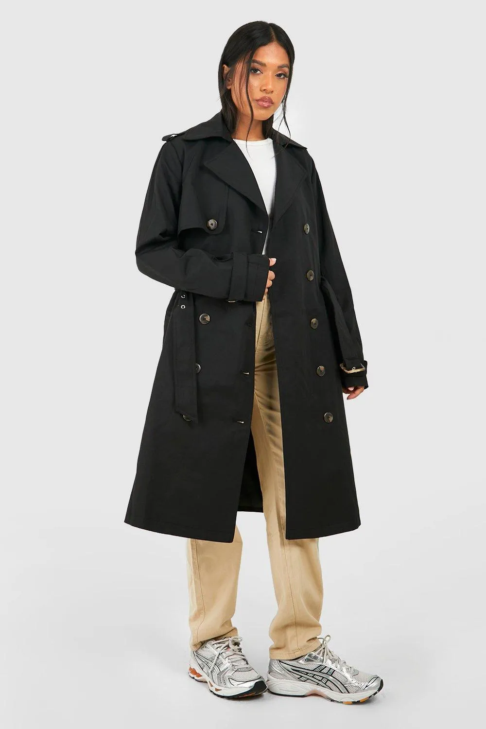 Petite Premium Detail Belted Trench