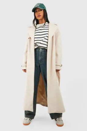 Petite Wool Look Oversized Trench Coat