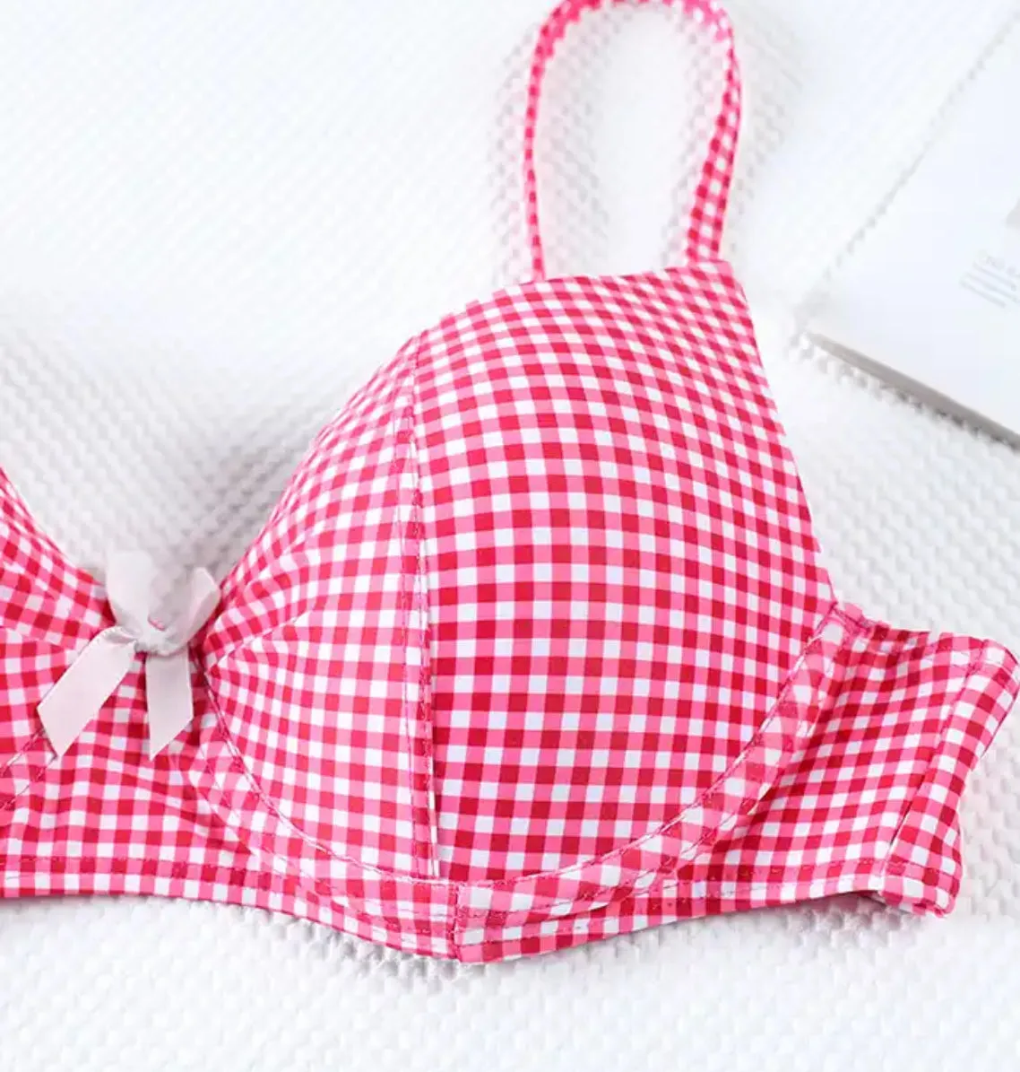 Pink / Red Check Bikini