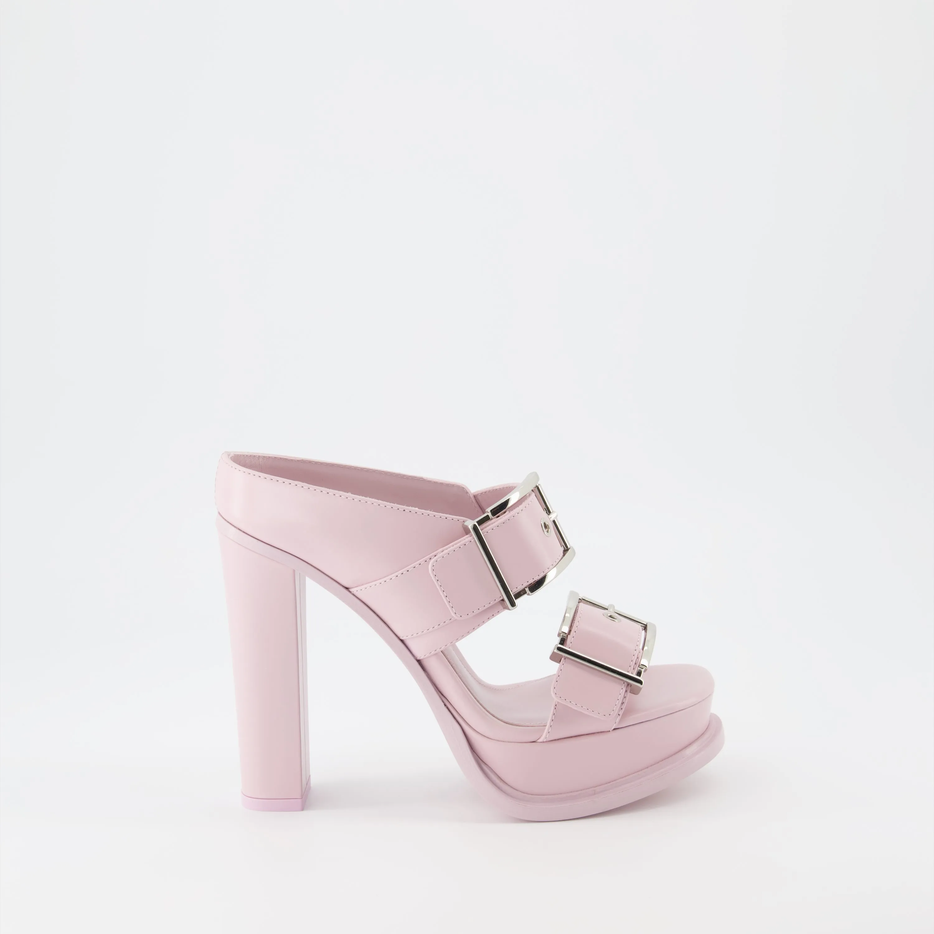 Pink Buckle Platform Sandals