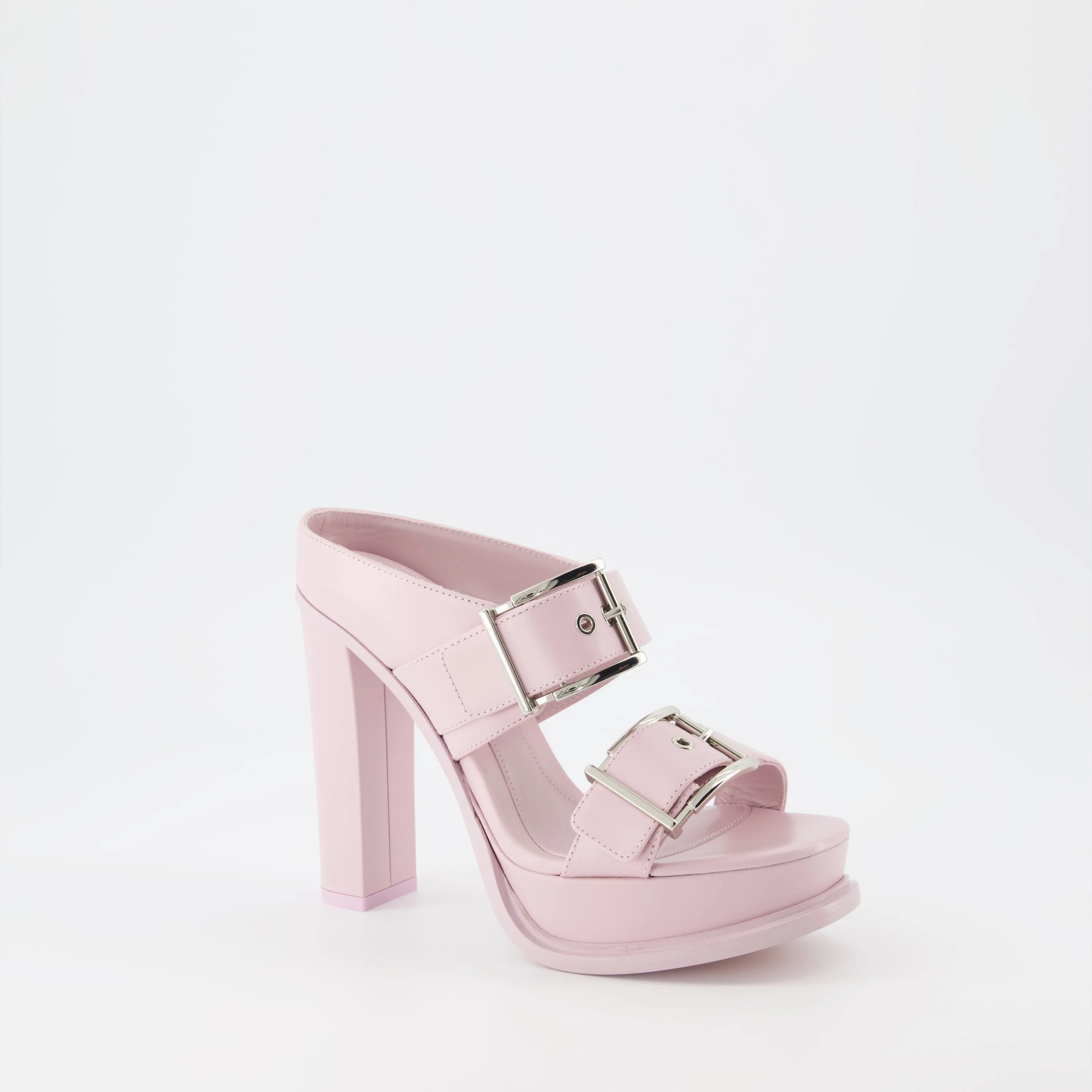 Pink Buckle Platform Sandals