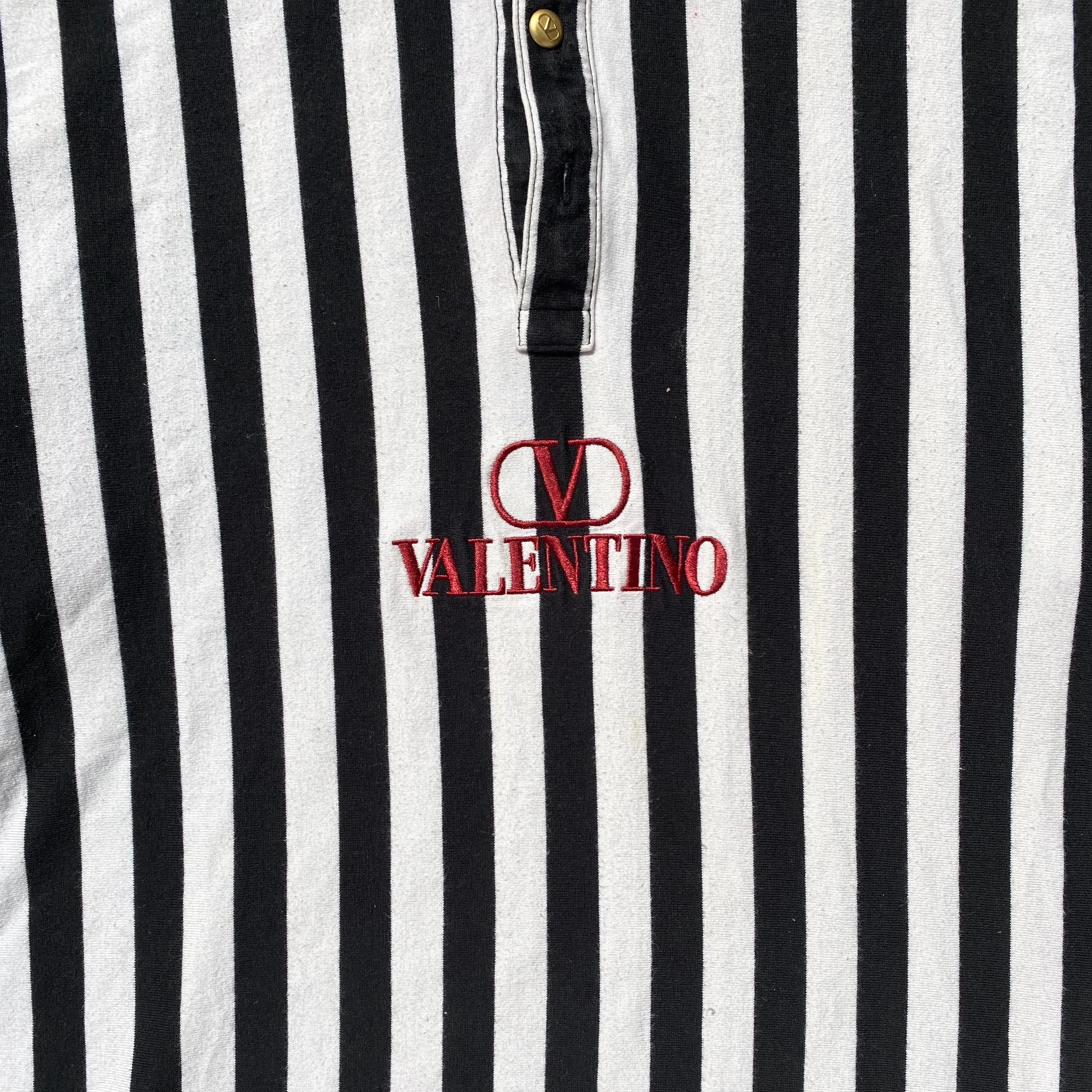 Pinstriped Valentino Longsleeve Polo