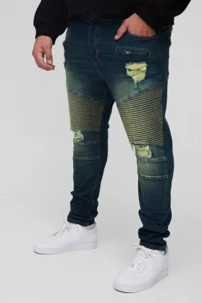 Plus Skinny Stretch Ripped Distressed Biker Jeans