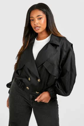 Plus Woven Double Breasted Pocket Detail Trench Jacket