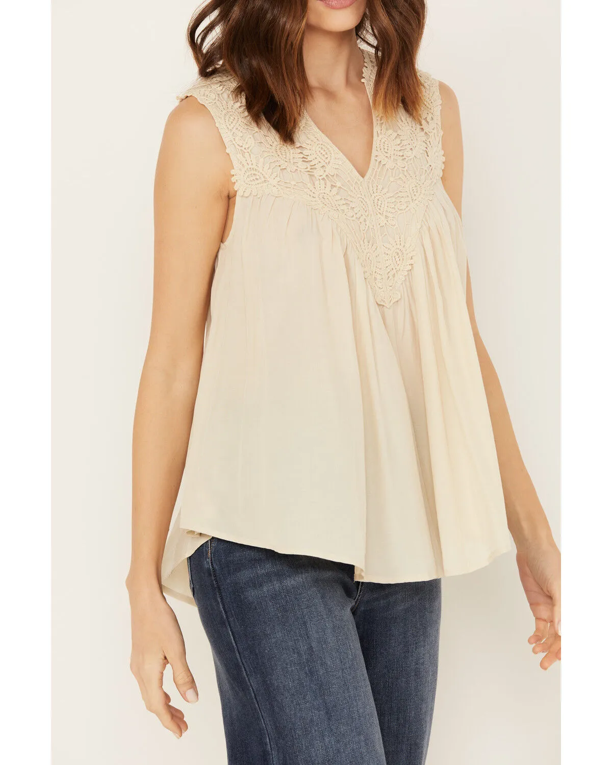 Product Name:  Molly Bracken Women's Crochet Sleeveless Peasant Top