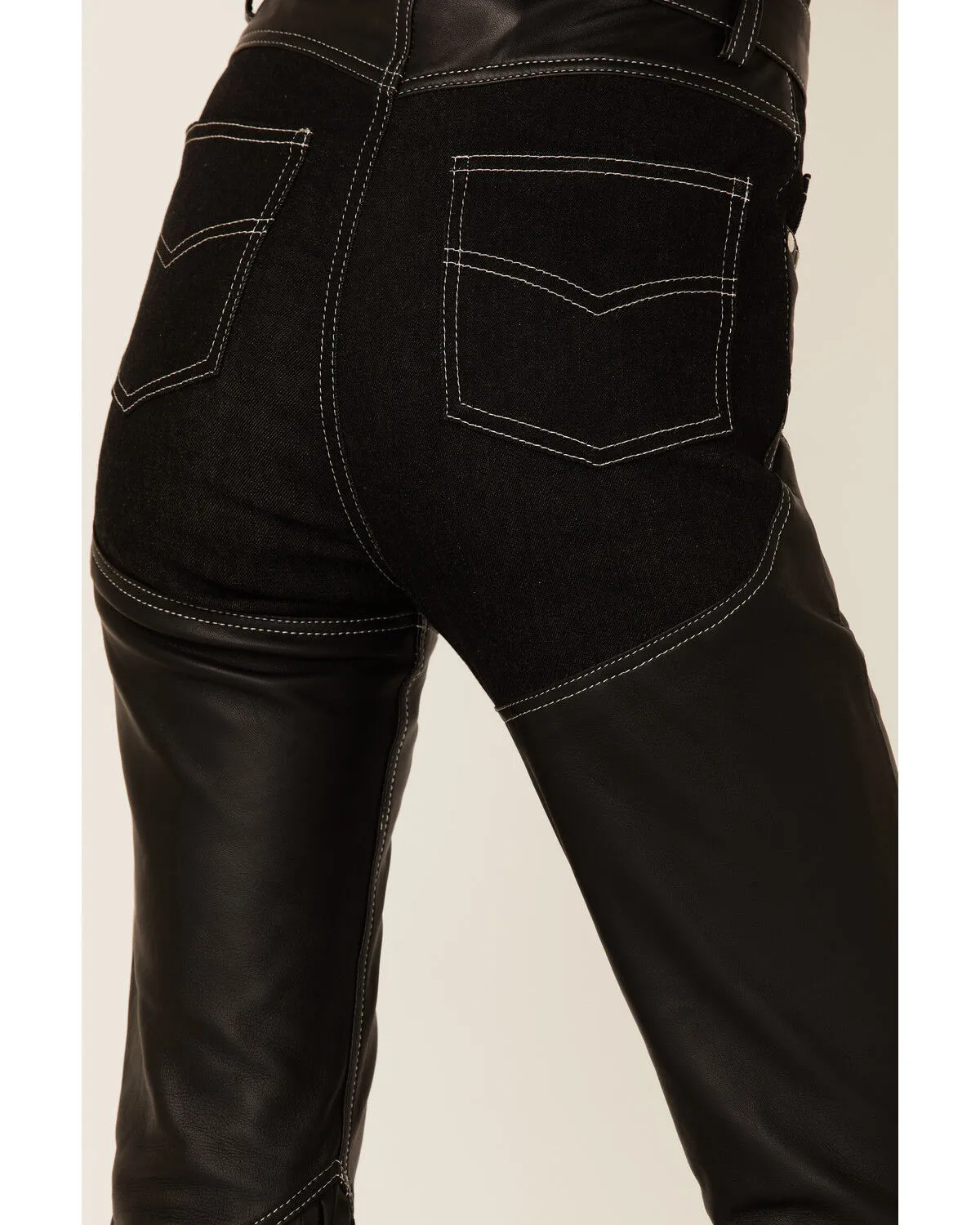 Product Name:  Understated Leather Women's Cowboy Denim & Leather Fringe Chap Jeans