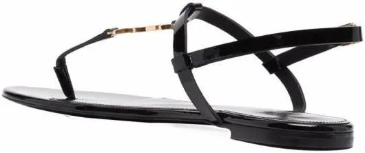 Saint Laurent Cassandra logo plaque sandals Black