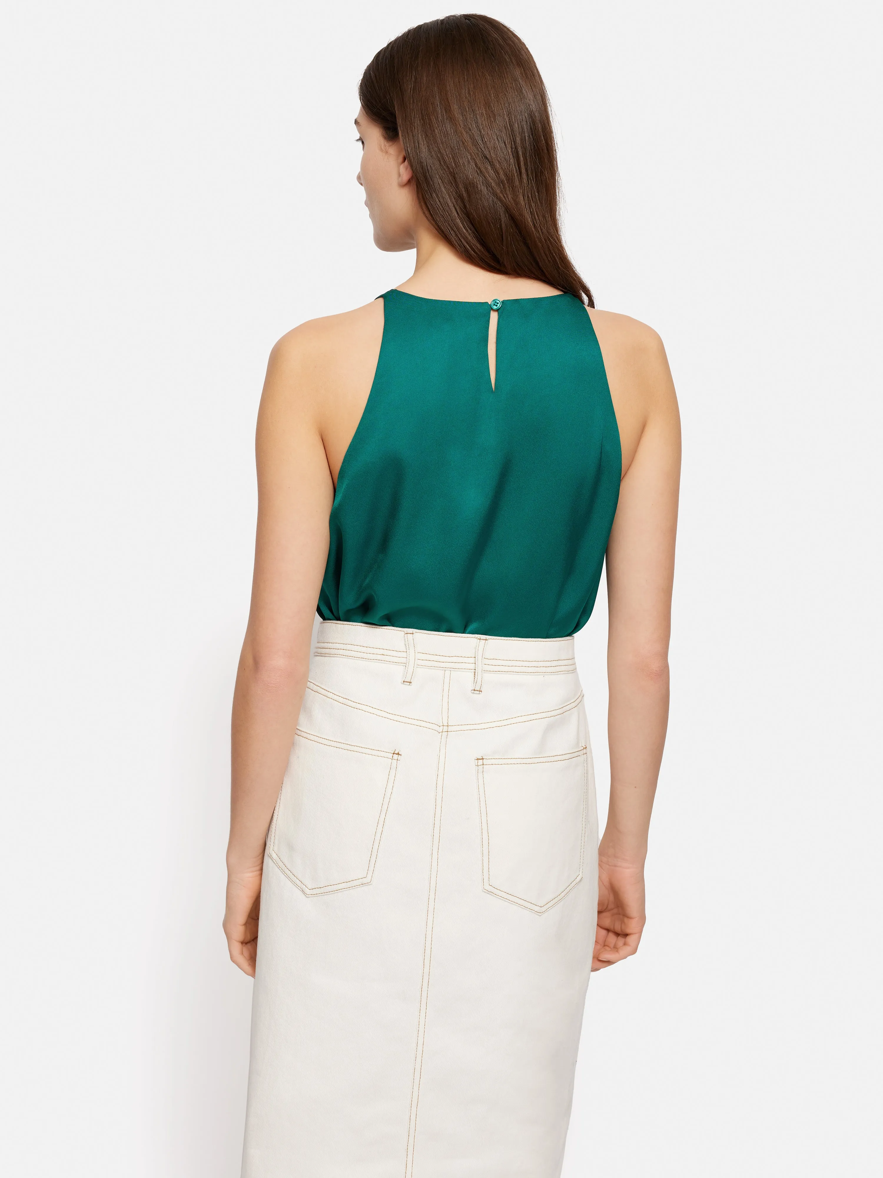 Satin Sleeveless Top | Green