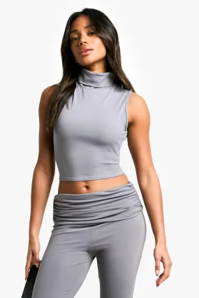 Sculpting Matte Slinky High Neck Sleeveless Top