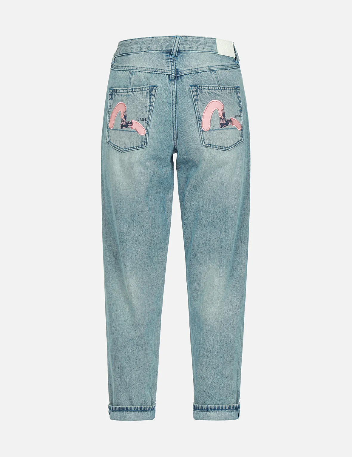 Seagull Print and Embroidery Taper-Fit Jeans