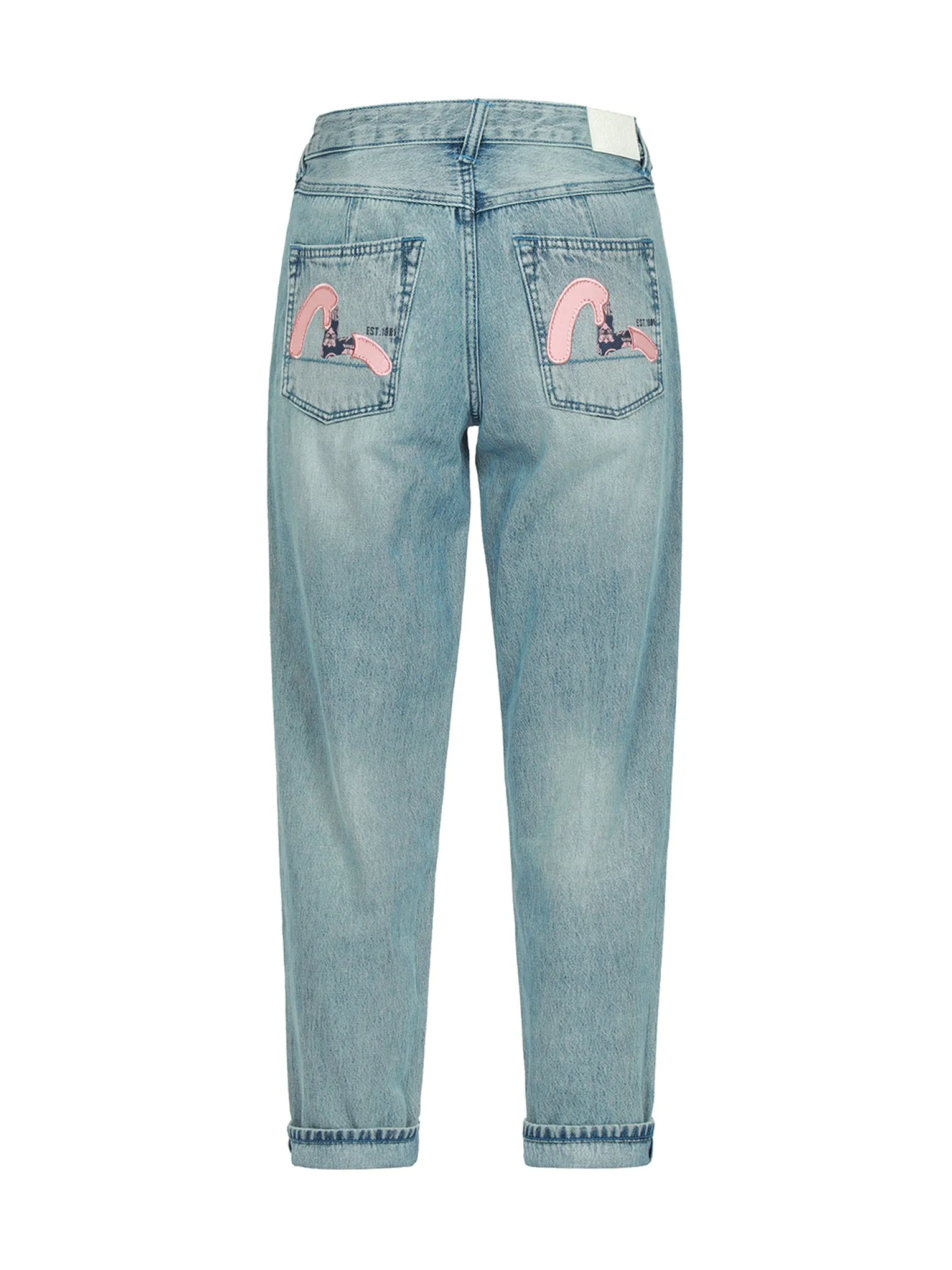 Seagull Print and Embroidery Taper-Fit Jeans