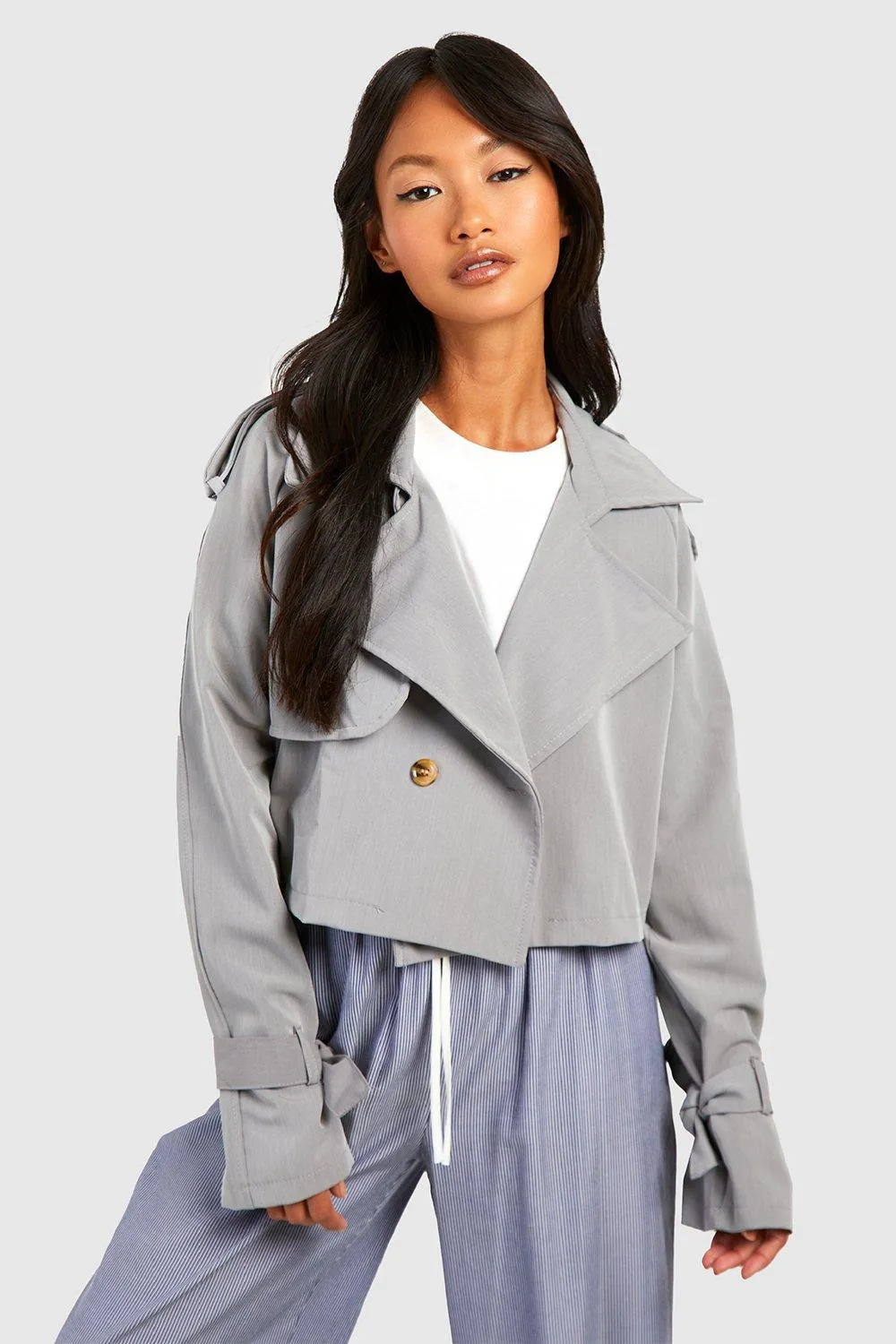 Short Cuff Detail Trench Coat