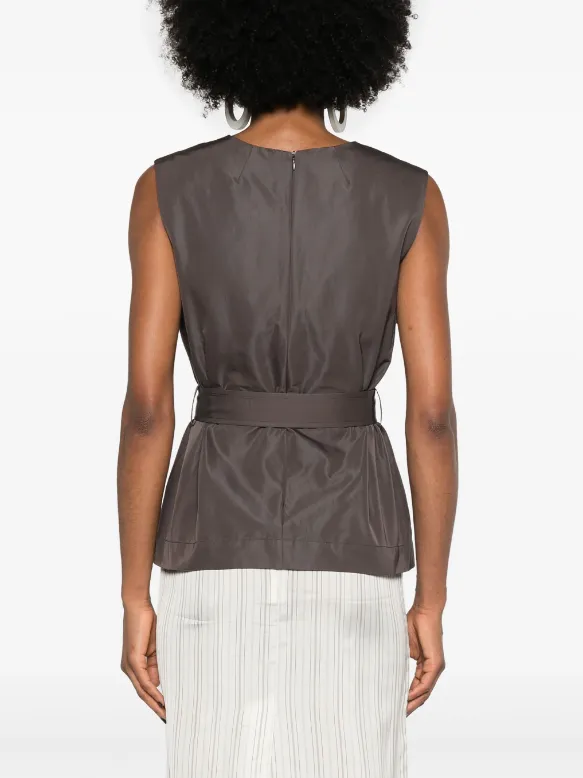 sleeveless belted top