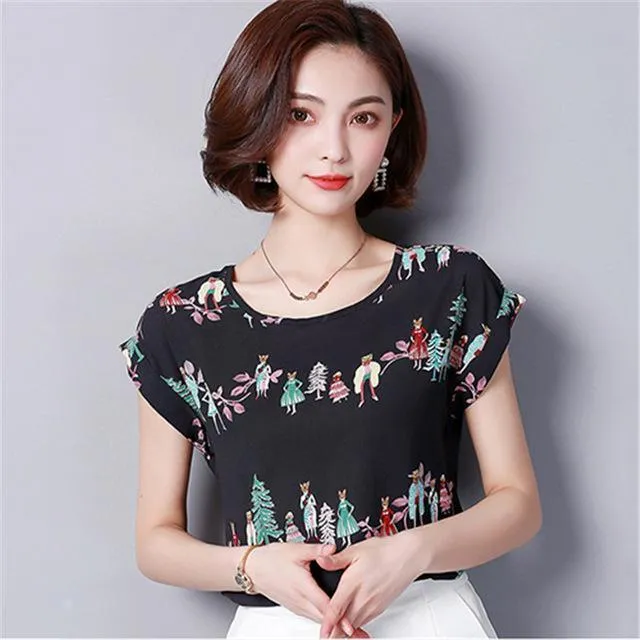 Sleeveless Chiffon Blouse Printed Women Top